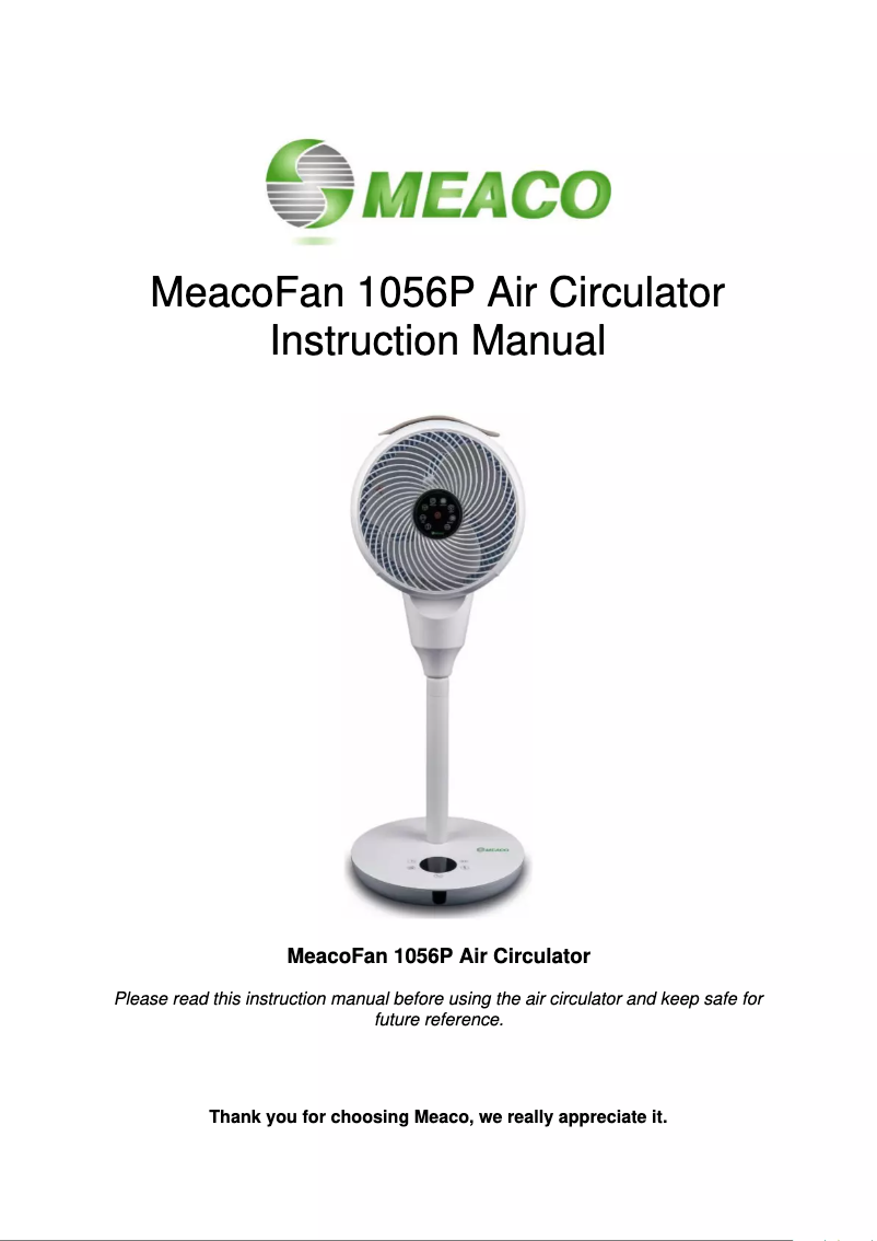 Page n°1 - Manuel utilisateur Meaco 1056P