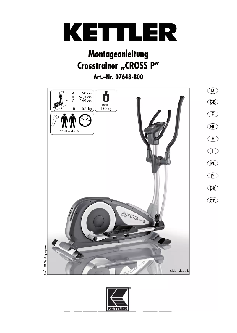 Page n°1 - Manuel utilisateur Kettler Axos Cross P