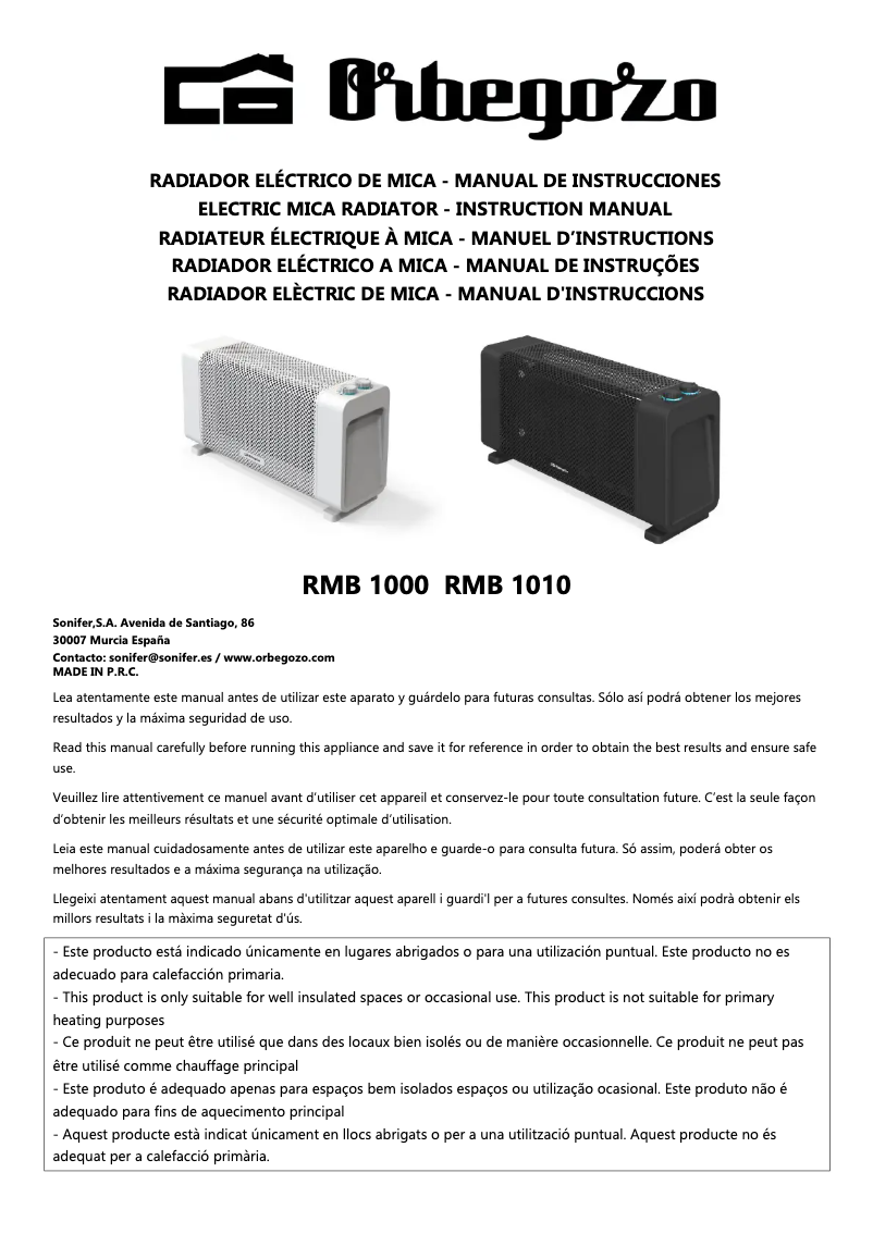 Image de la première page du manuel de l'appareil RMB 1010