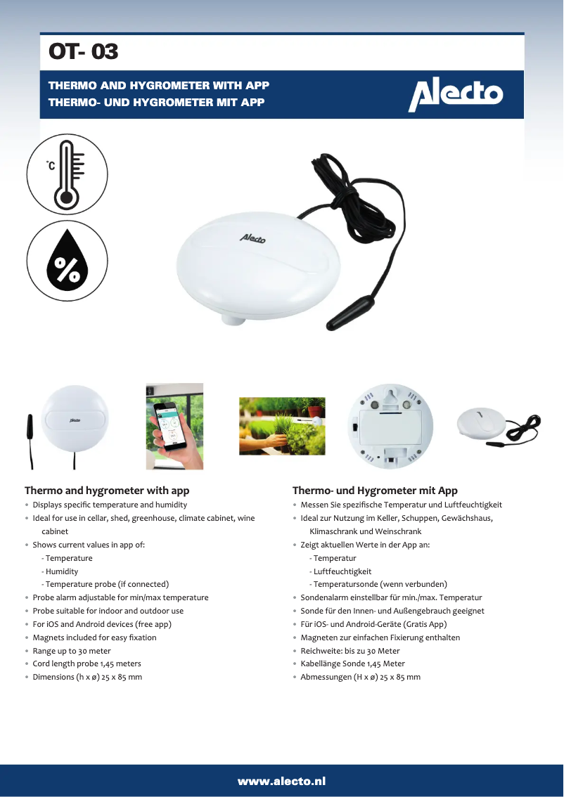 Page n°1 - Manuel utilisateur Alecto OT-03