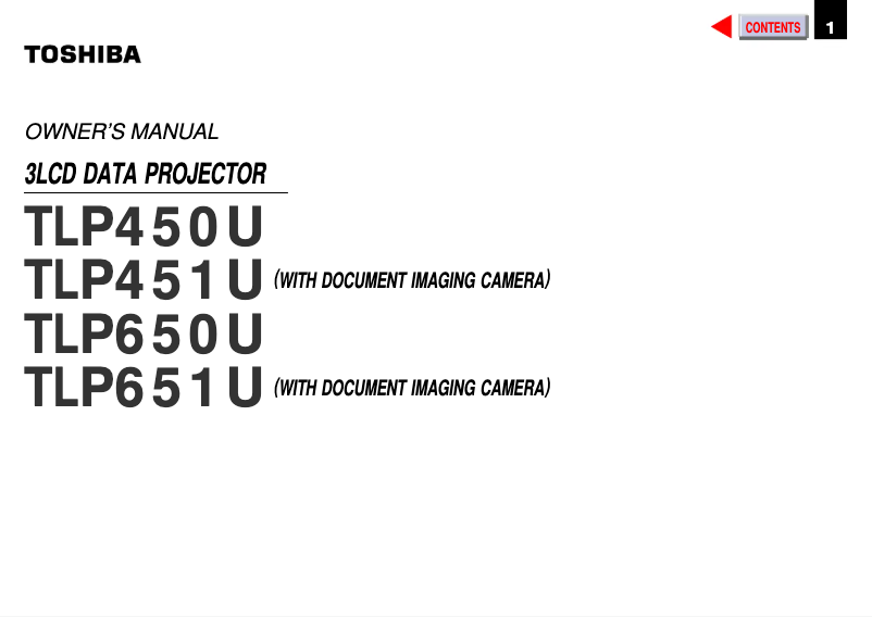 Page n°1 - Manuel utilisateur Toshiba TLP-450U