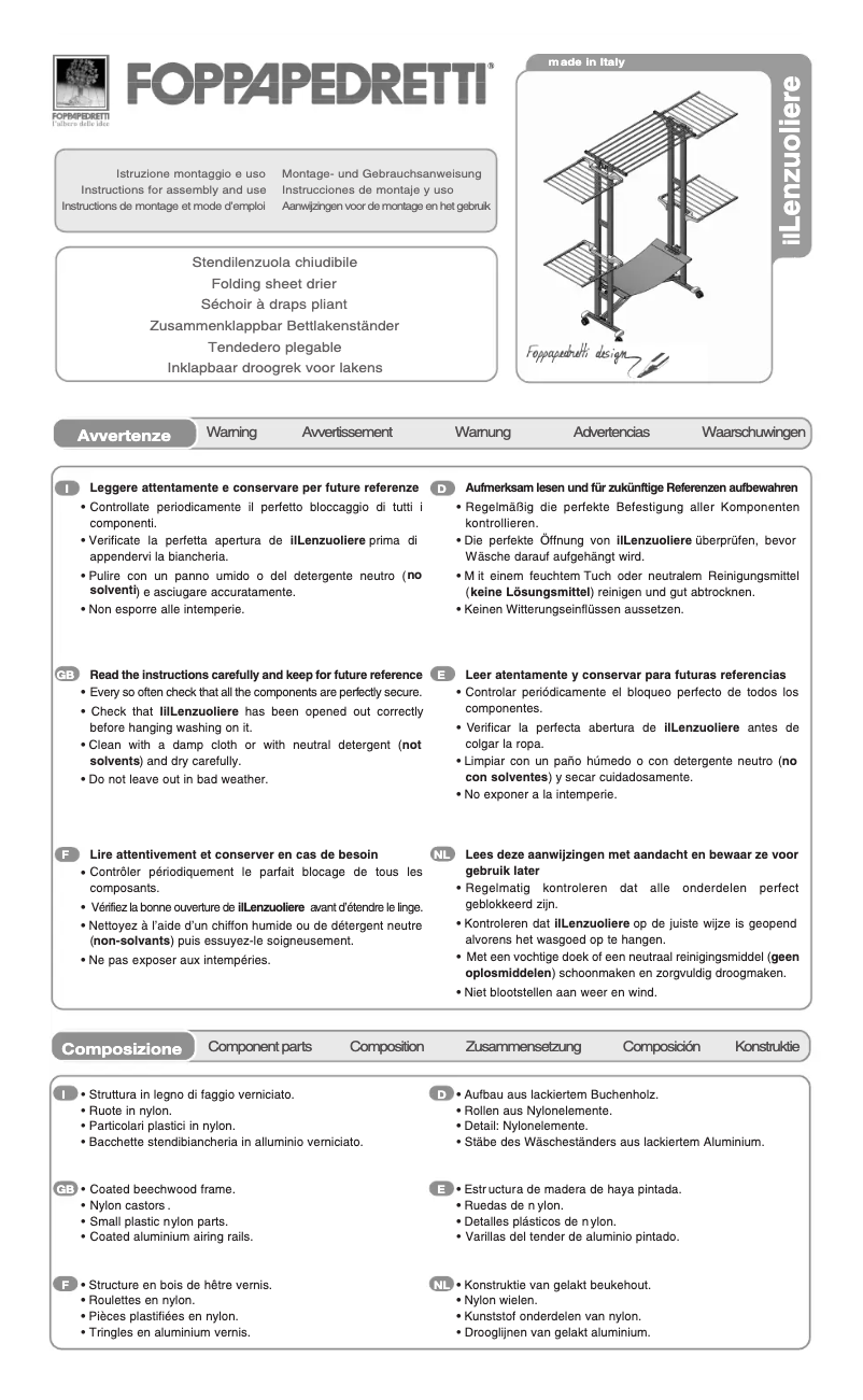 Page n°1 - Manuel utilisateur Foppapedretti ilLenzuoliere