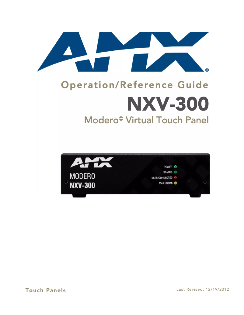 Page n°1 - Manuel utilisateur AMX NXV-300