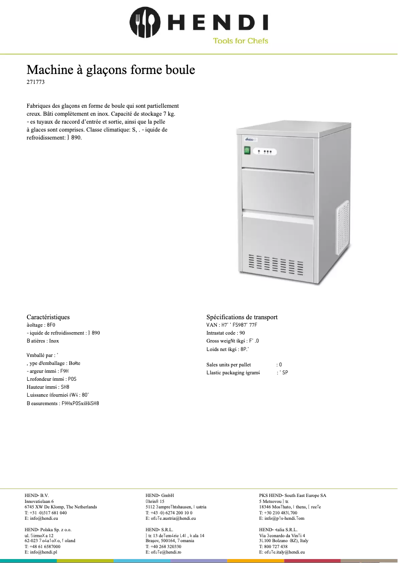 Page 1 de la notice Fiche technique Arktic 271780