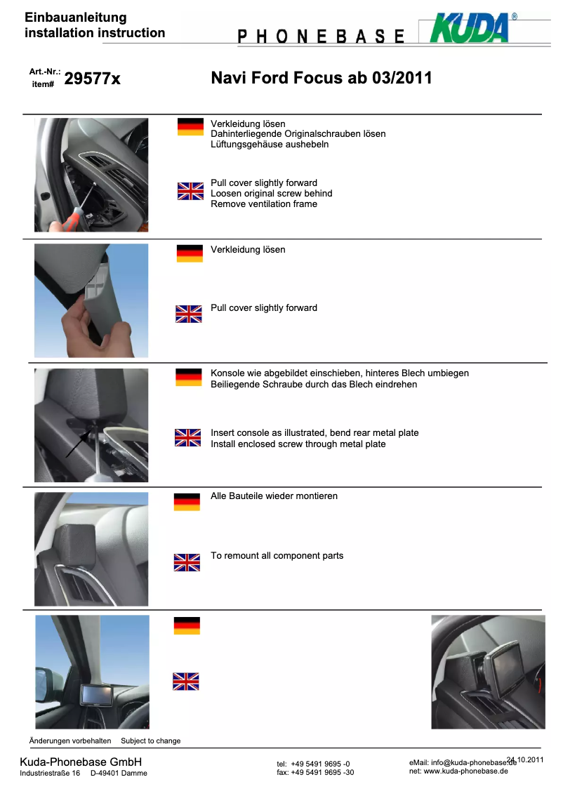 Page 1 de la notice Manuel utilisateur Kuda 295770