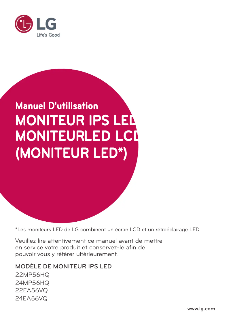 Page n°1 - Manuel utilisateur LG 22MP56HQ