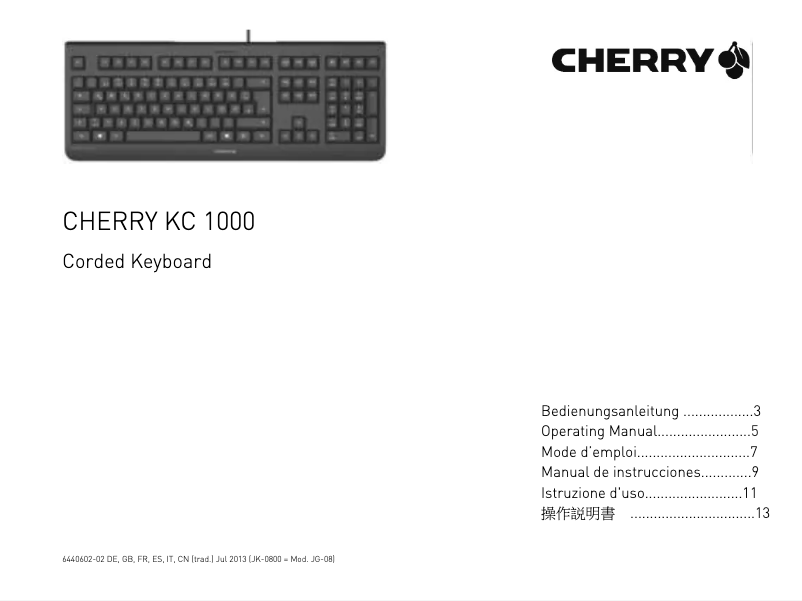 Page 1 de la notice Manuel utilisateur Cherry KC 1000