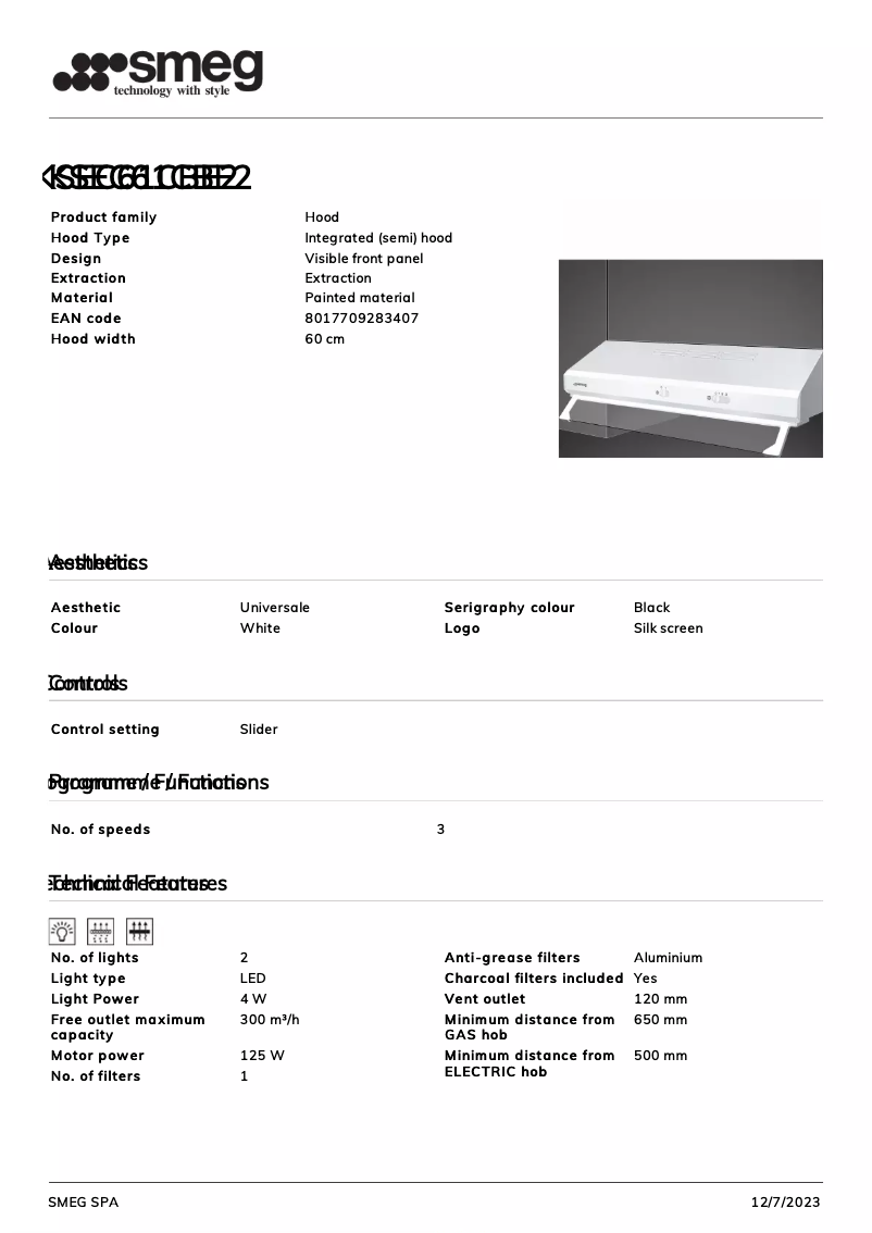 Page n°1 - Fiche technique Smeg KSEC61CBE2