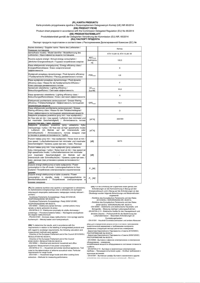 Página 1 del manual Ficha técnica Kernau KTH 10.261 B
