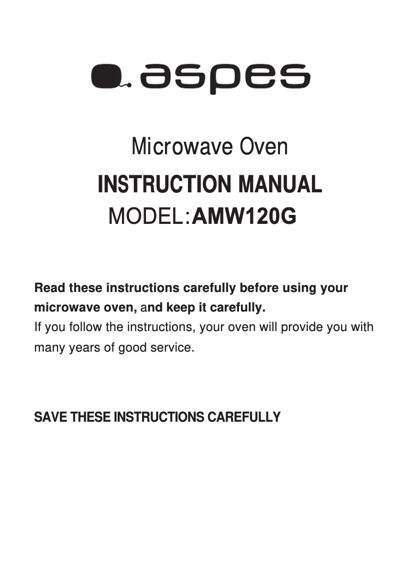 Page 1 de la notice Manuel utilisateur Aspes AMW120G