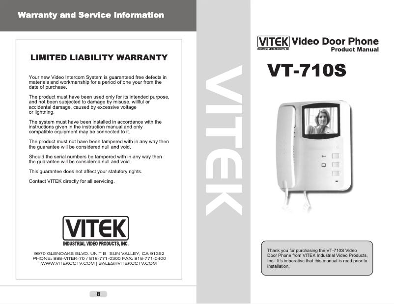 Page n°1 - Manuel utilisateur Vitek VT-710S