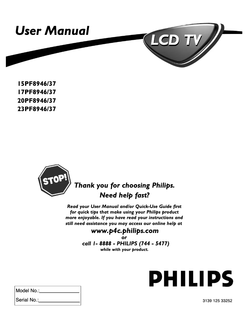 Page 1 de la notice Manuel utilisateur Philips 23PF8946M
