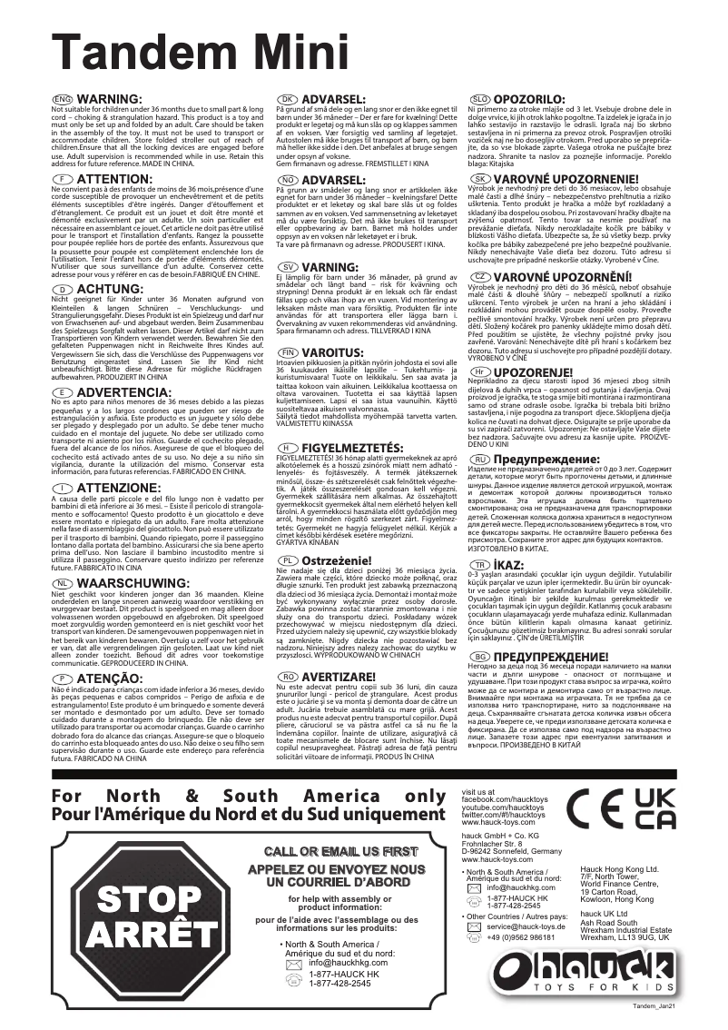 Page 1 de la notice Manuel utilisateur Hauck Tandem Mini