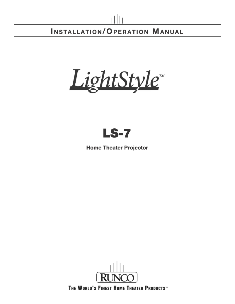 Page 1 de la notice Manuel utilisateur Runco LS-7