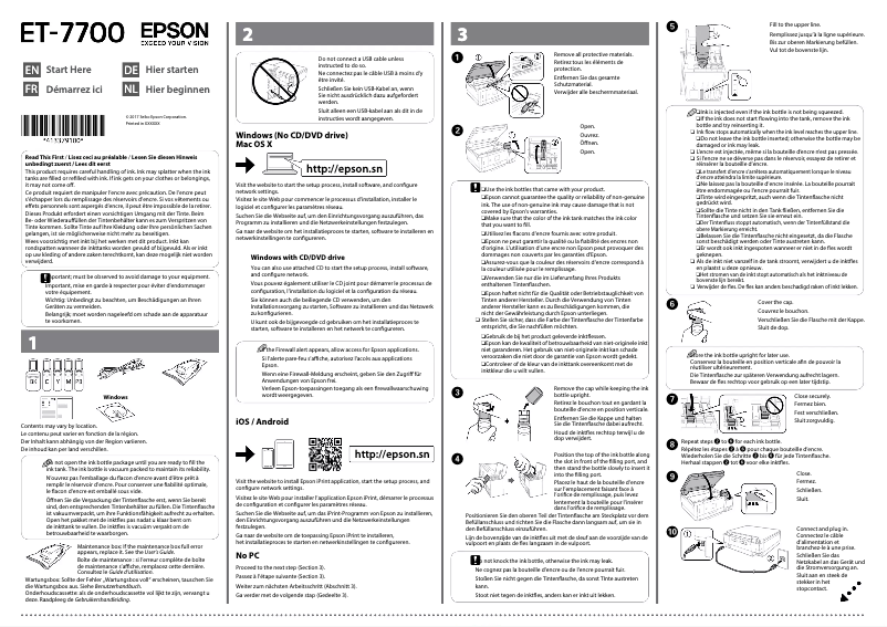 Page 1 de la notice Guide d'installation Epson EcoTank ET-7700