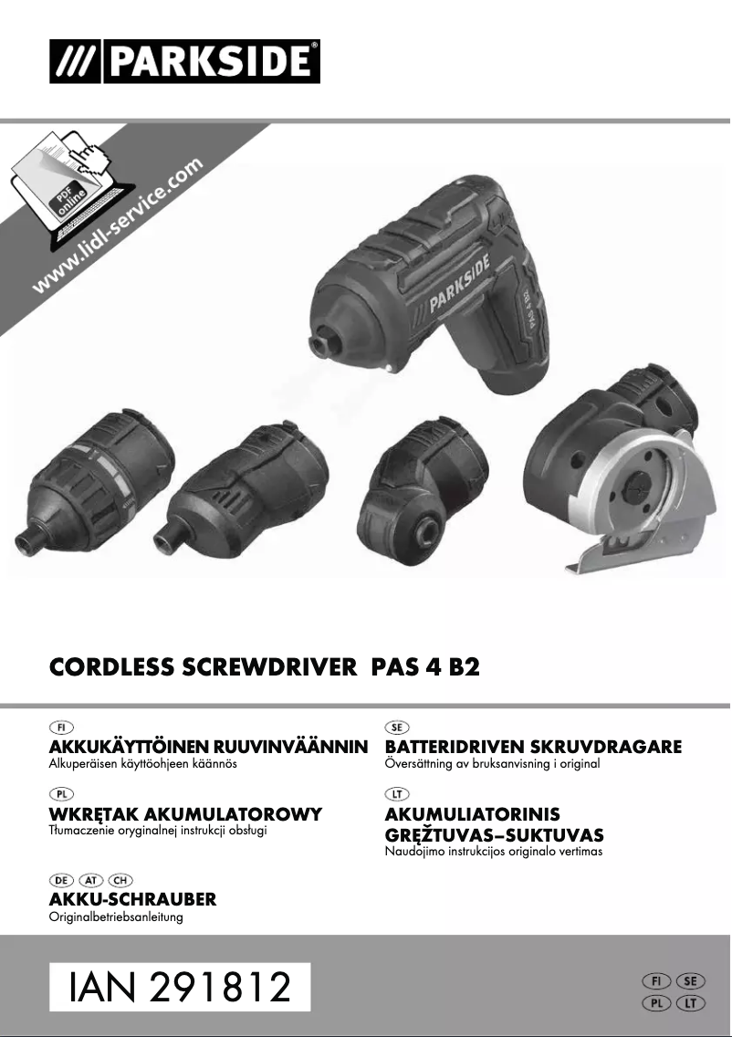Page 1 de la notice Manuel utilisateur Parkside PAS 4 B2
