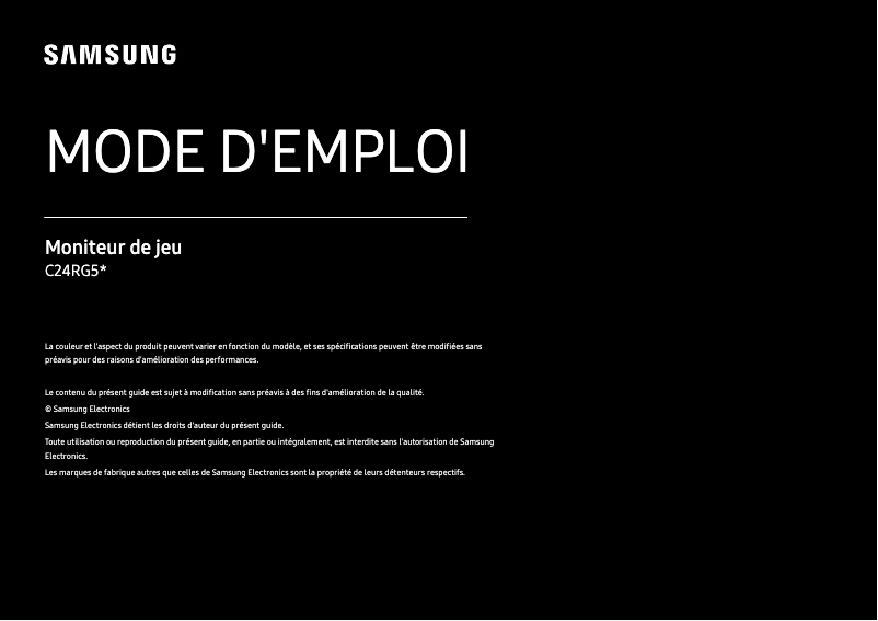 Page 1 de la notice Manuel utilisateur Samsung C24RG50FQN