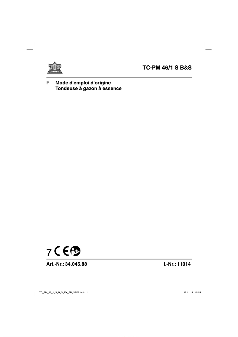 Page 1 de la notice Manuel utilisateur Topcraft TC-PM 46/1 S B&S