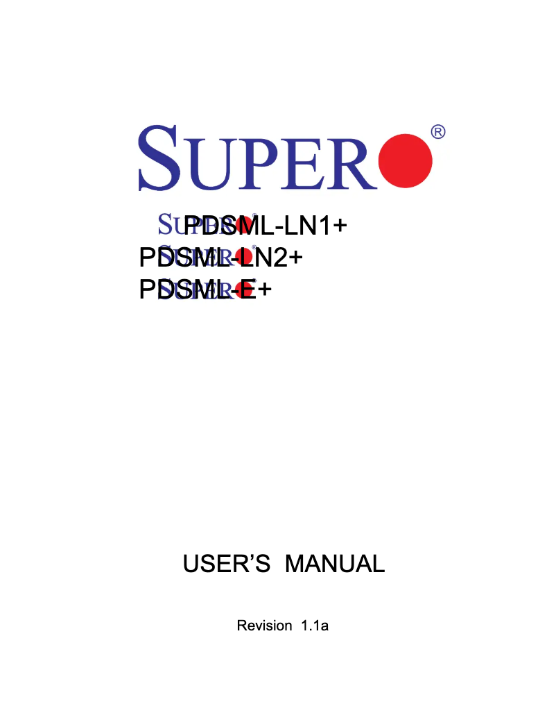 Page 1 de la notice Manuel utilisateur Supermicro PDSML-LN2+