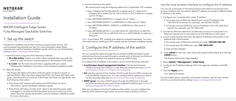 Page n°1 - Guide d'installation Netgear M4300-12X12F