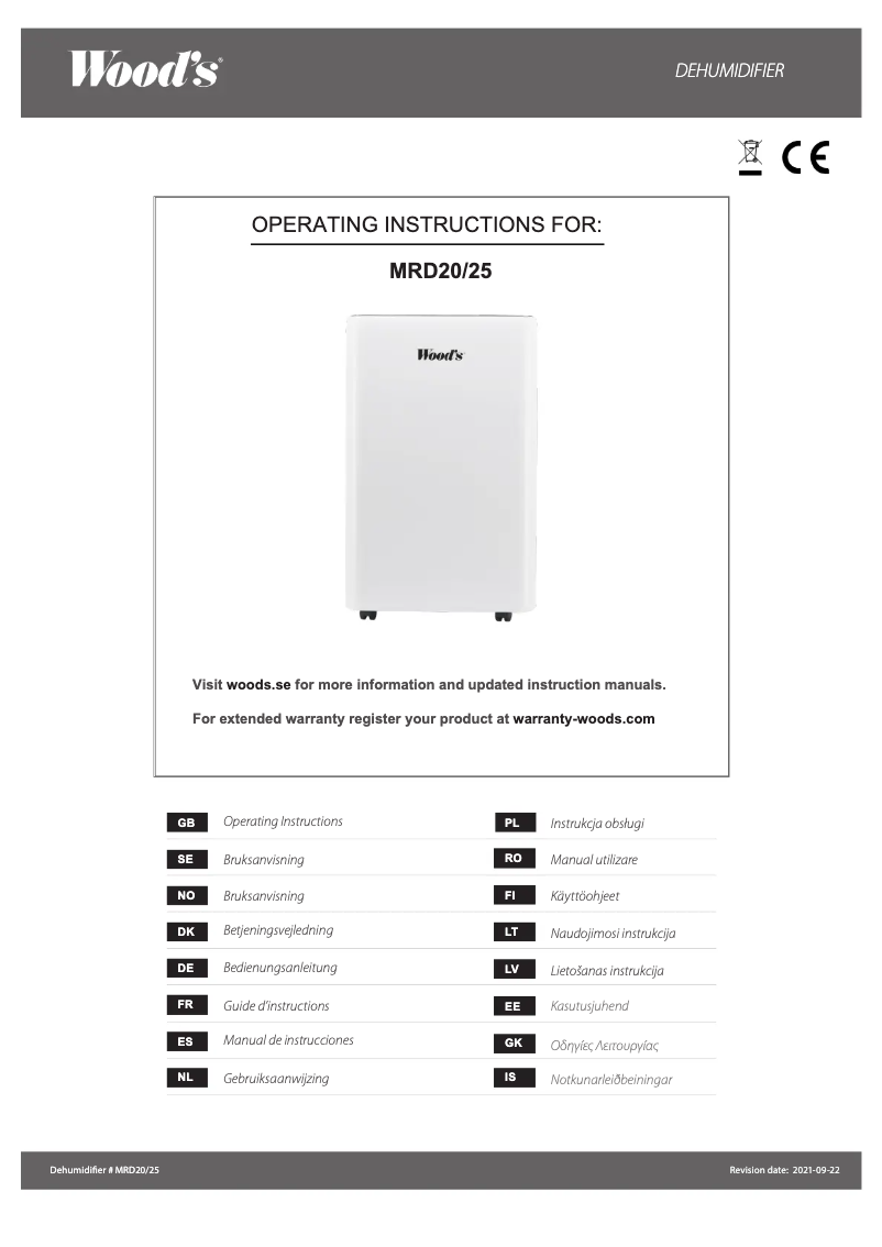 Page 1 de la notice Manuel utilisateur Wood's MRD20