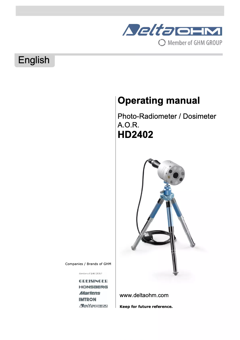 Page 1 de la notice Manuel utilisateur Delta Ohm HD2402