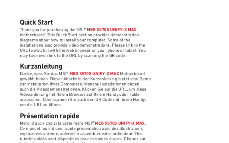 Page n°1 - Manuel utilisateur MSI MEG X570S UNIFY-X MAX