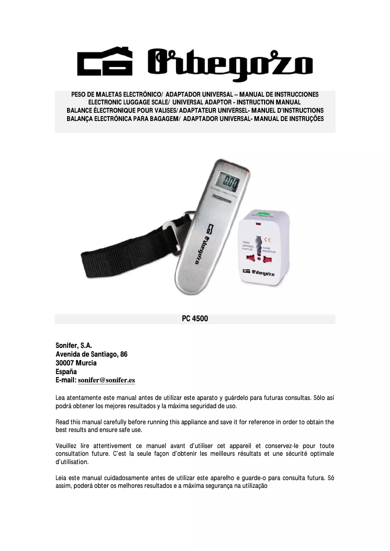 Page n°1 - Manuel utilisateur Orbegozo PC 4500