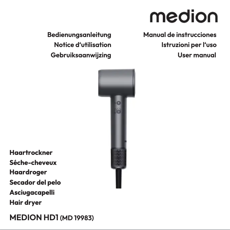 Page 1 de la notice Manuel utilisateur Medion HD1 (MD 19983)