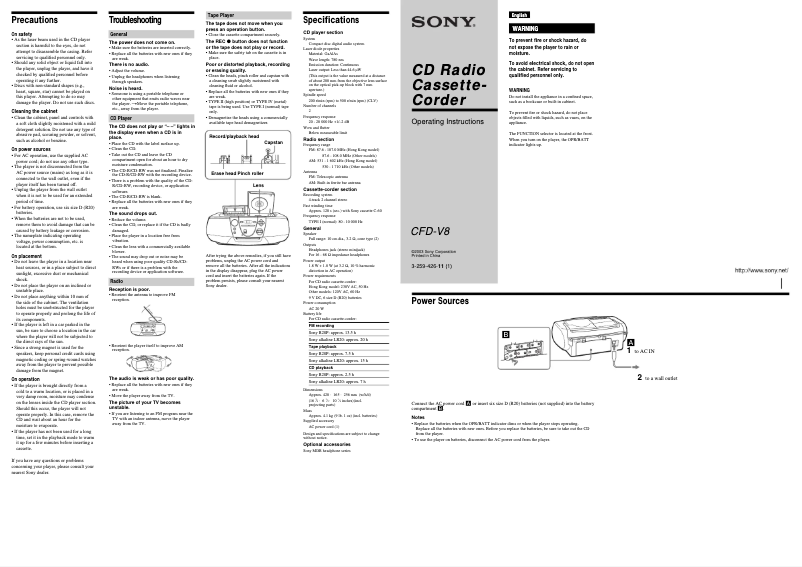 Image de la première page du manuel de l'appareil CFD-V8