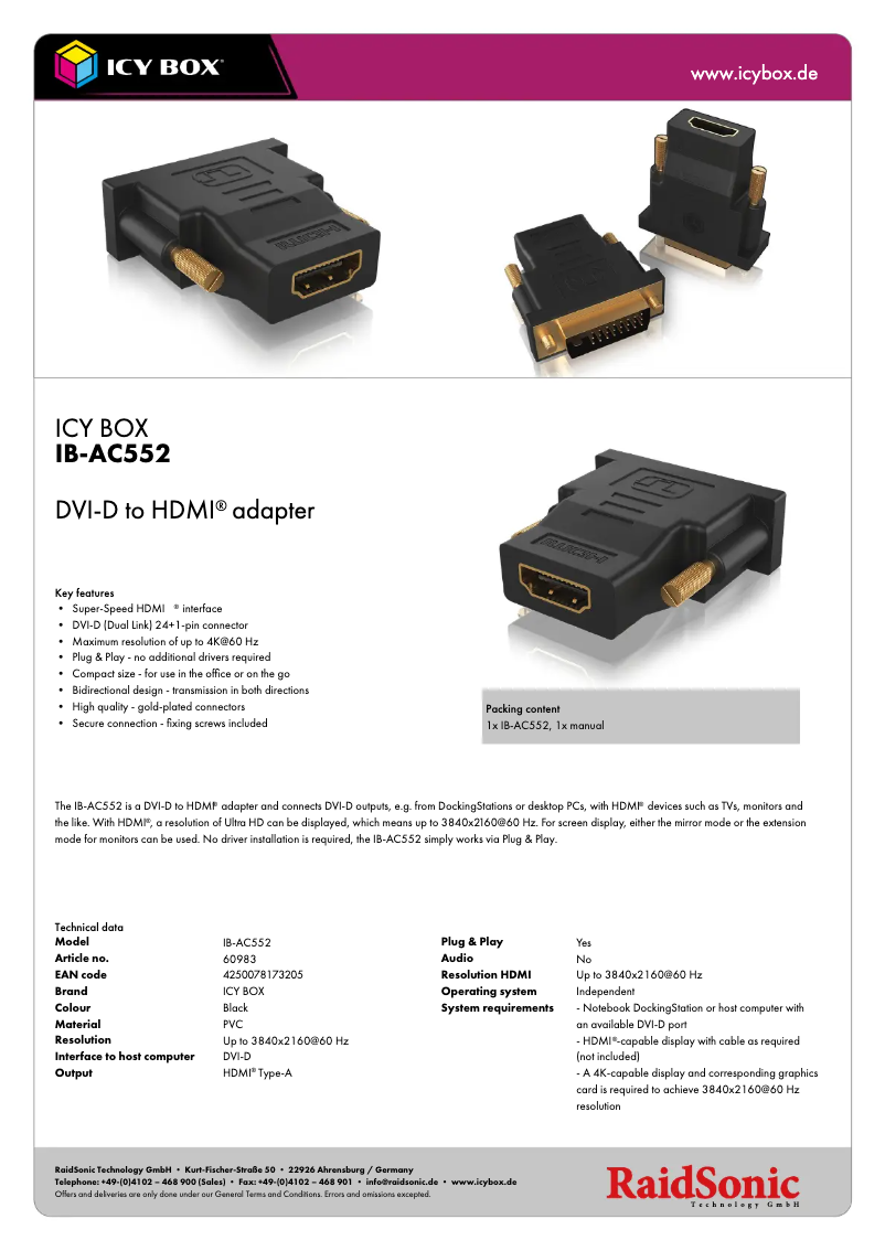 Image de la première page du manuel de l'appareil IB-AC552