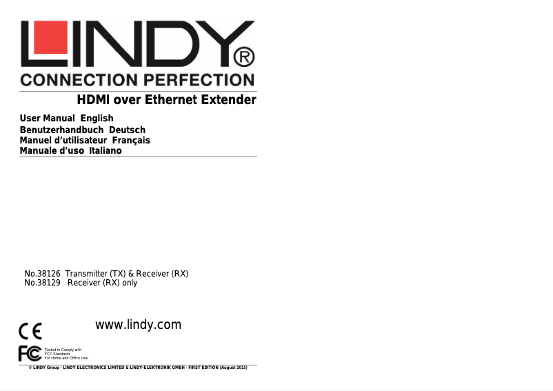 Page n°1 - Manuel utilisateur Lindy 38126