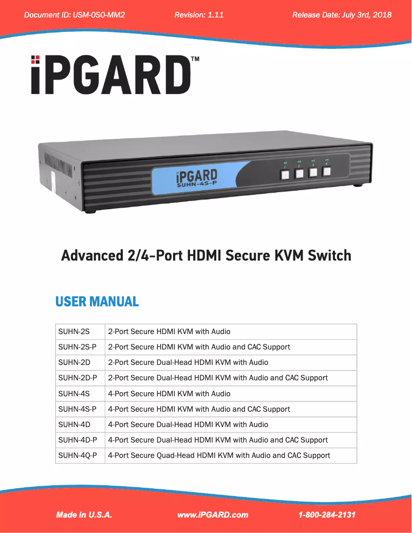 Page 1 de la notice Manuel utilisateur iPGARD SUHN-4D-P