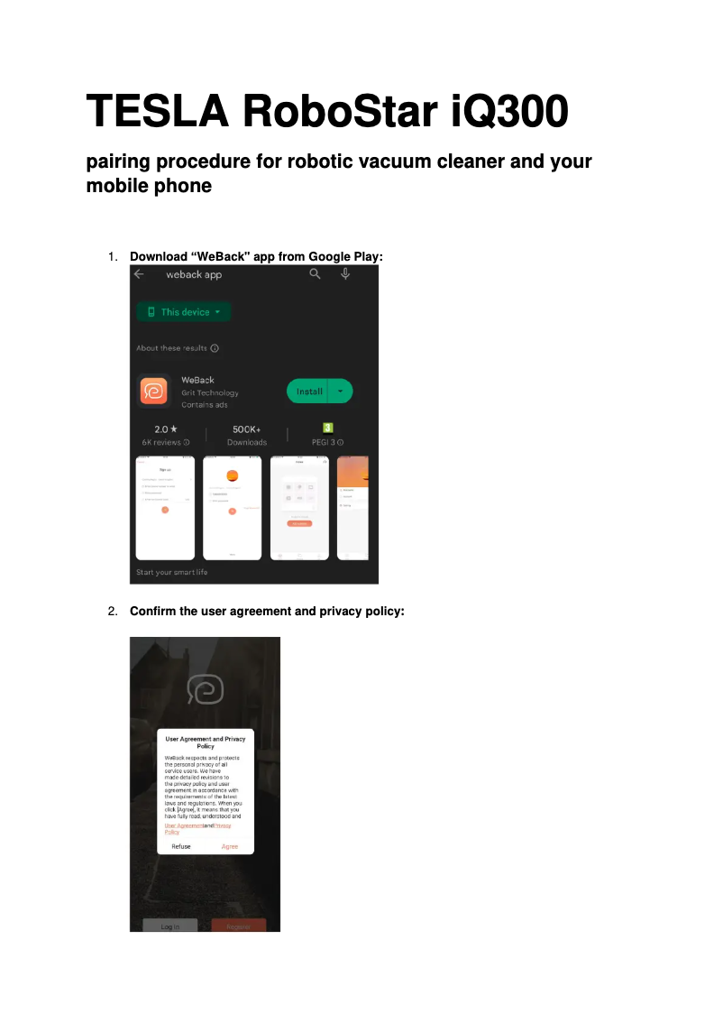 Page 1 de la notice Guide d'installation Tesla RoboStar iQ300