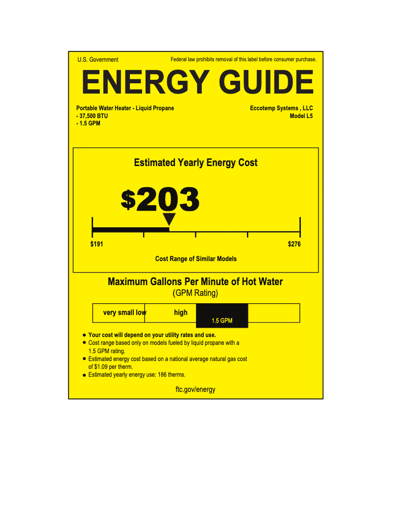 Page 1 de la notice Label énergétique EccoTemp L5