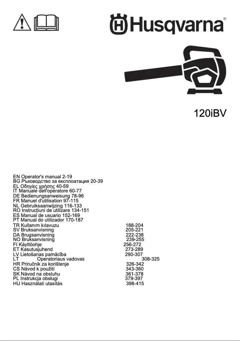 Page 1 de la notice Manuel utilisateur Husqvarna 120iBV