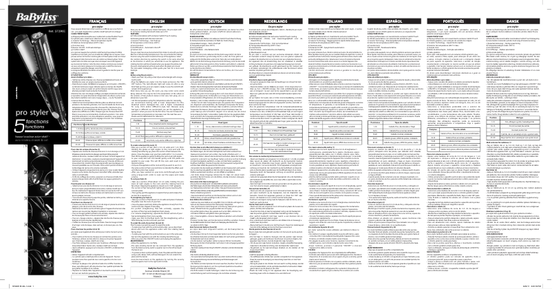 Page 1 de la notice Manuel utilisateur BaByliss ST290E Pro Styler