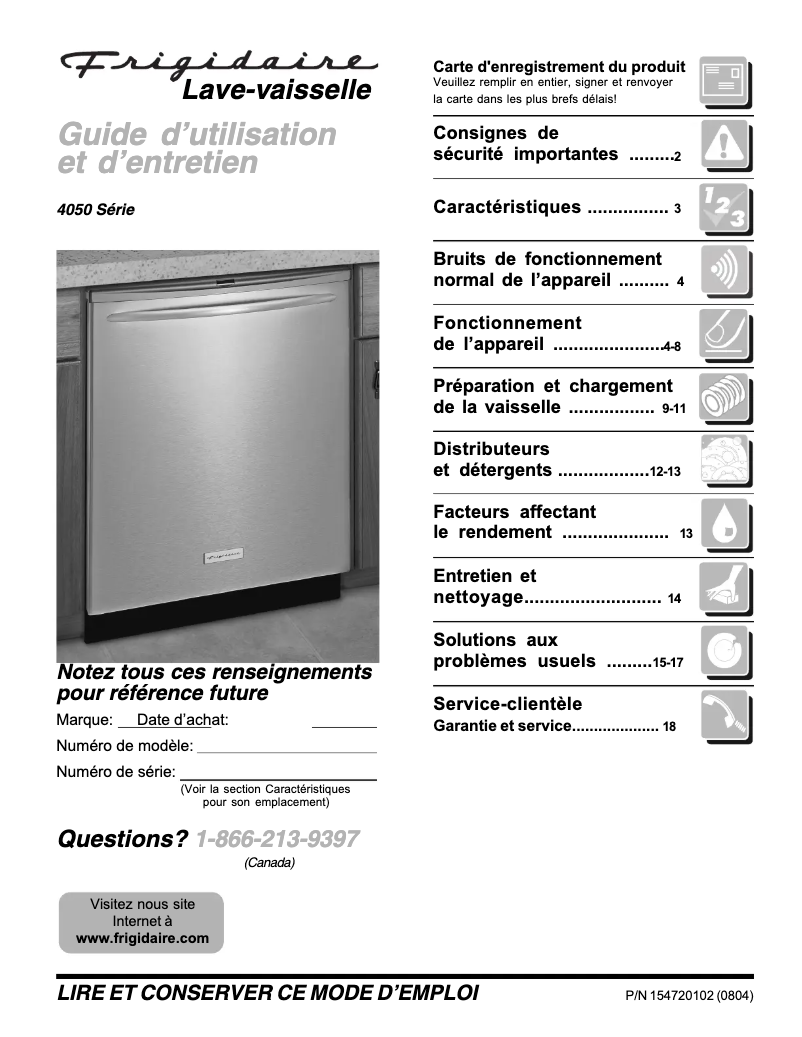 Page n°1 - Manuel utilisateur Frigidaire GLD4050RHB