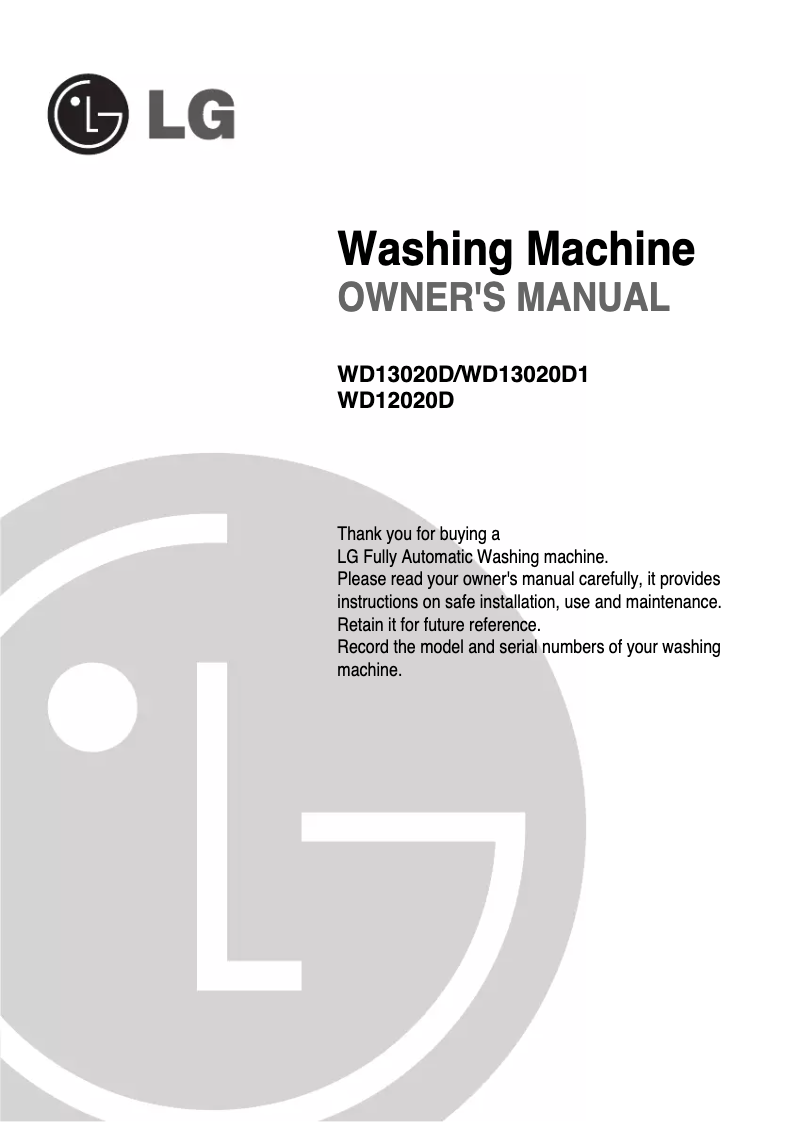 Image de la première page du manuel de l'appareil WD12020D