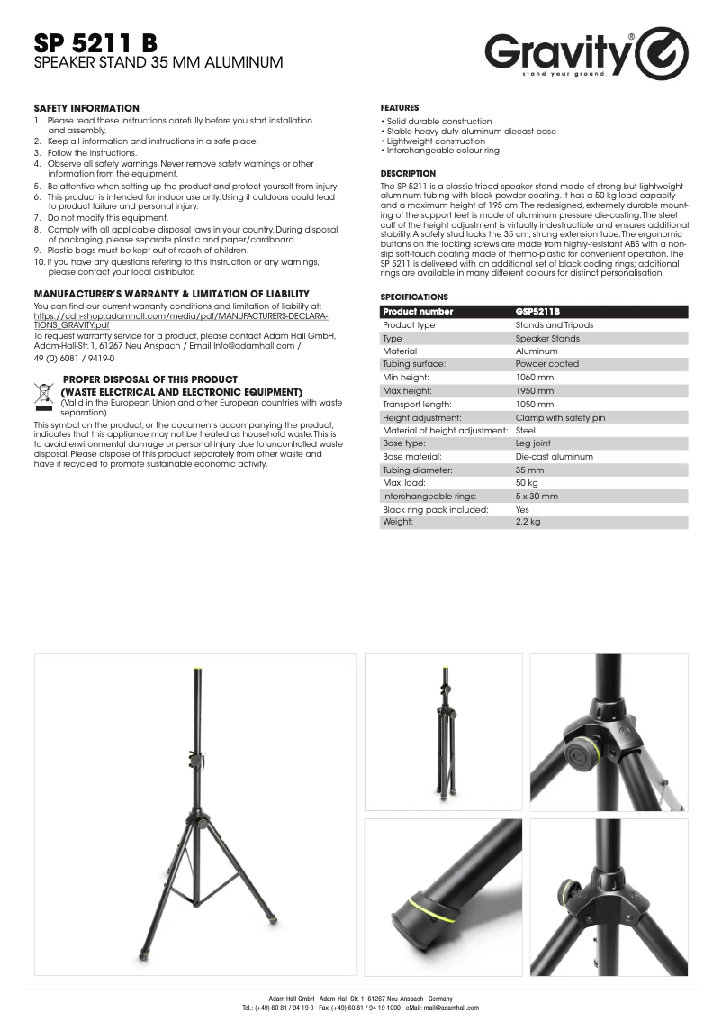 Page 1 de la notice Manuel utilisateur Gravity SP 5111 B