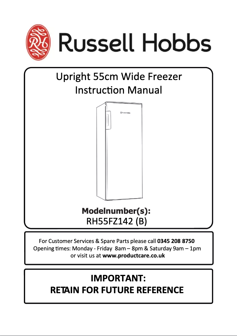 Page 1 de la notice Manuel utilisateur Russell Hobbs RH55FZ142