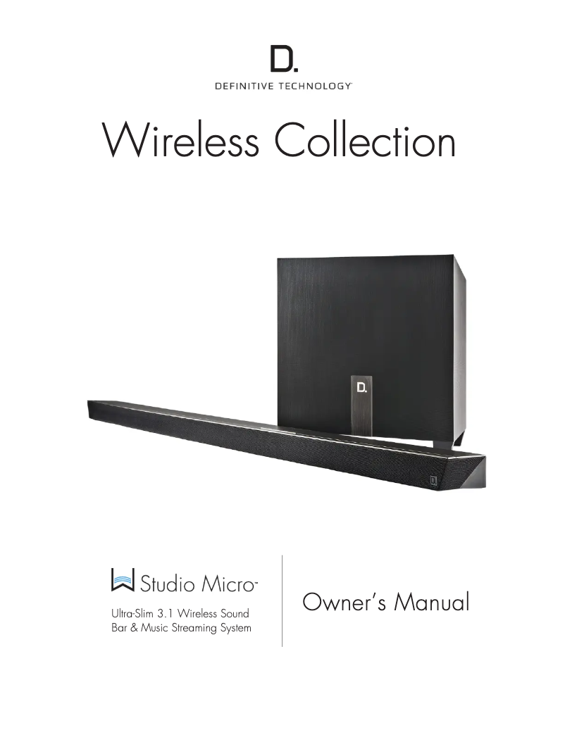 Page 1 de la notice Manuel utilisateur Definitive Technology W Studio Micro