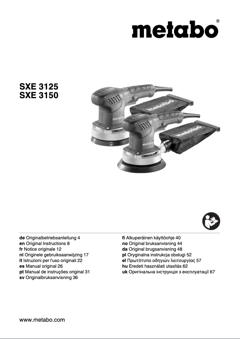 Page n°1 - Manuel utilisateur Metabo SXE 3125