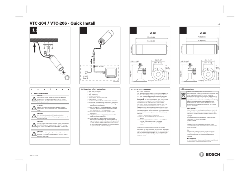 Page n°1 - Manuel utilisateur Bosch Advantage Line VTC-204