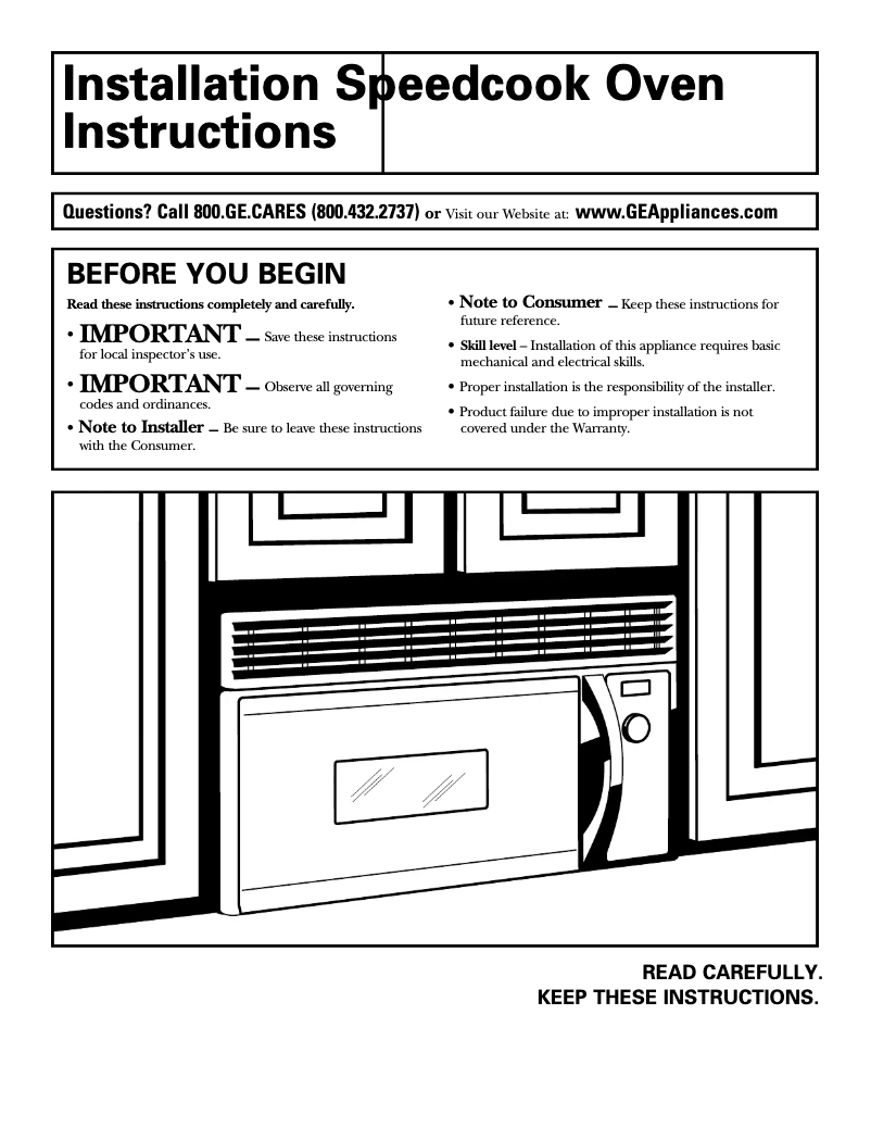 Page 1 de la notice Guide d'installation GE SCA2000FCC