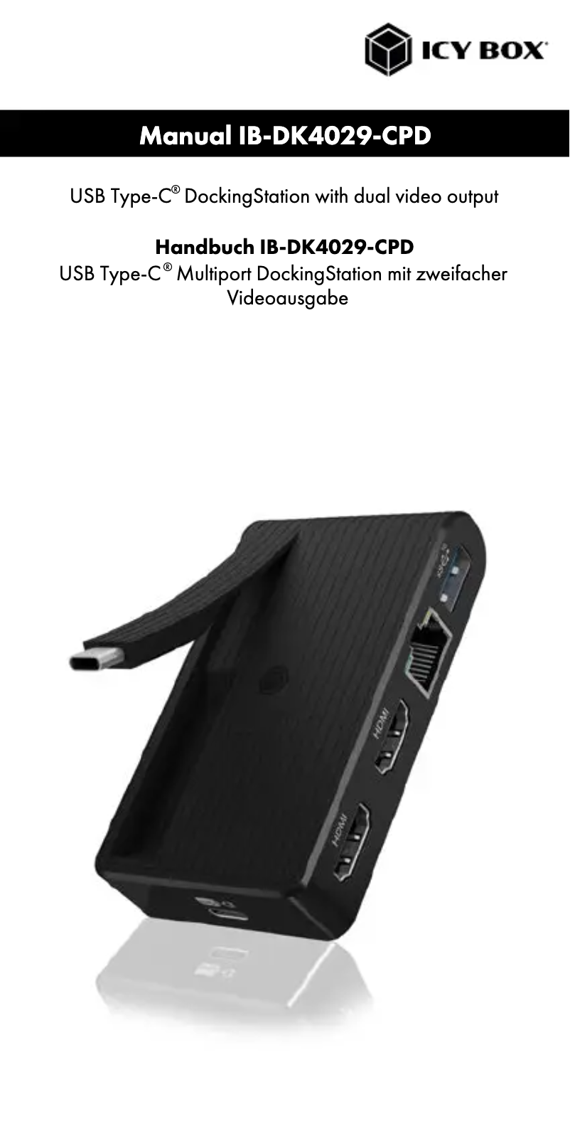Page 1 de la notice Manuel utilisateur Icy Box IB-DK4029-CPD