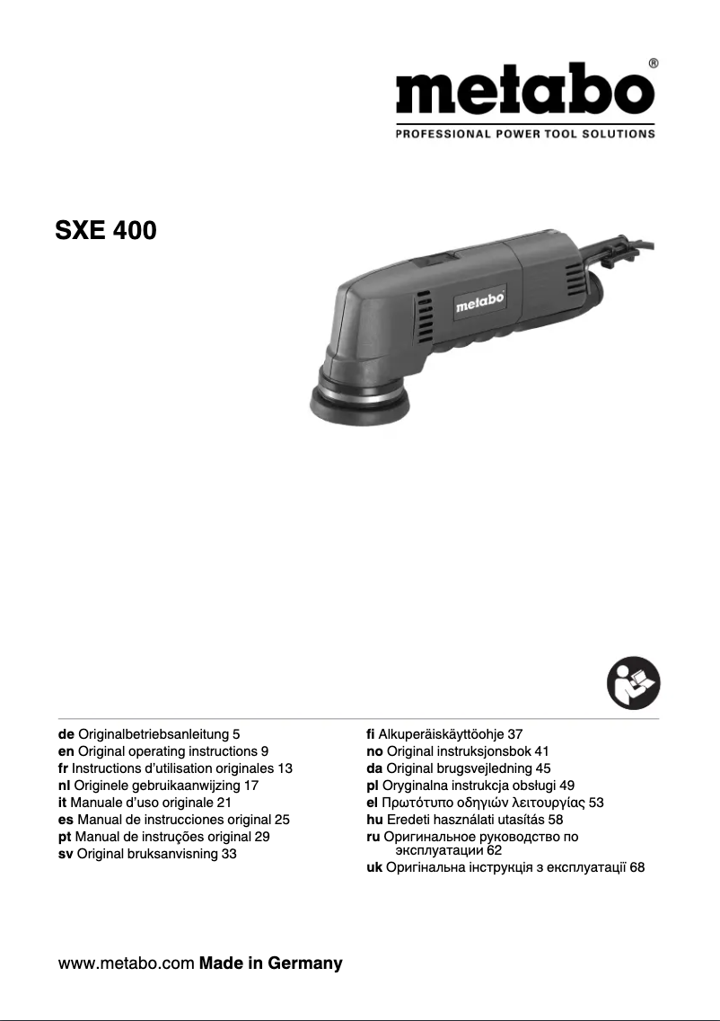 Imagen de la primera página del manual del dispositivo SX E 400