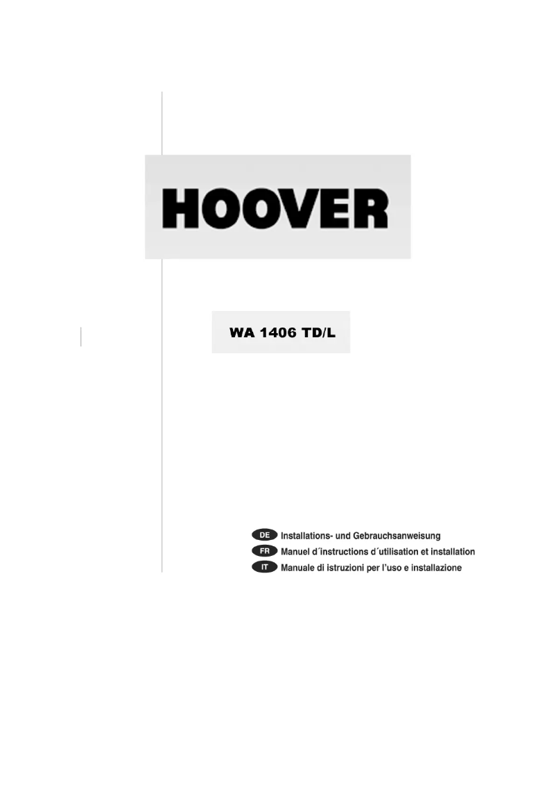 Page n°1 - Manuel utilisateur Hoover WA 1406 TD/L/1