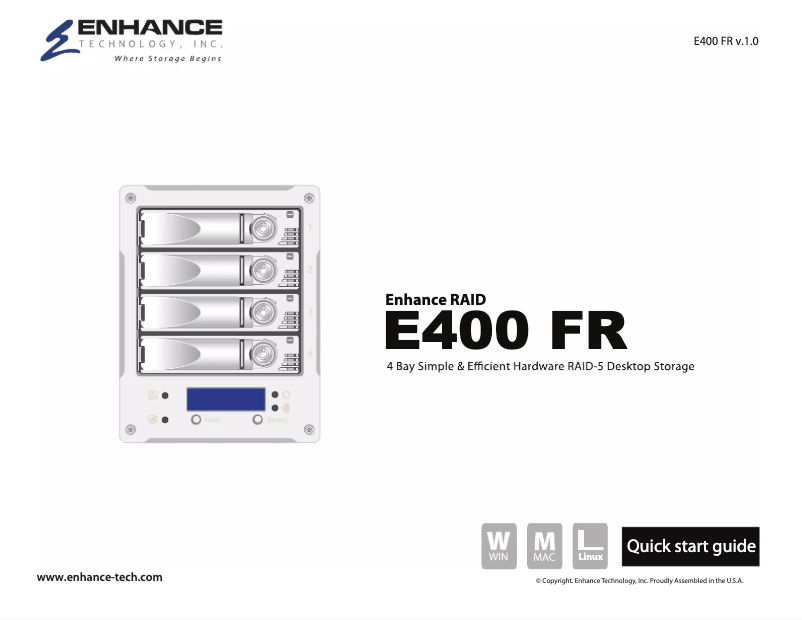 Page 1 de la notice Manuel utilisateur Enhance E400FR-F4T