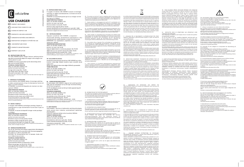 Page 1 de la notice Manuel utilisateur Cellular Line USB Charger